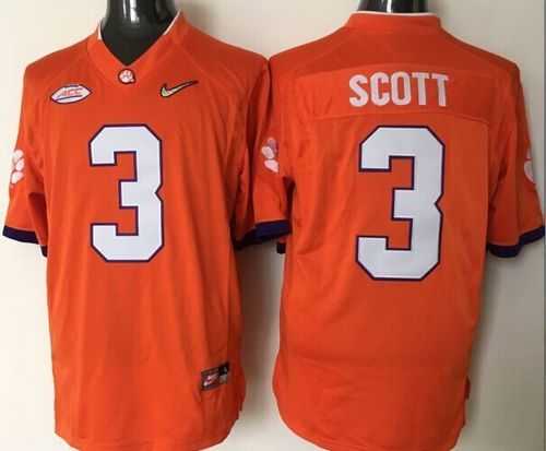 Clemson Tigers #3 Artavis Scott Orange 2016 National Championship Stitched NCAA Jersey